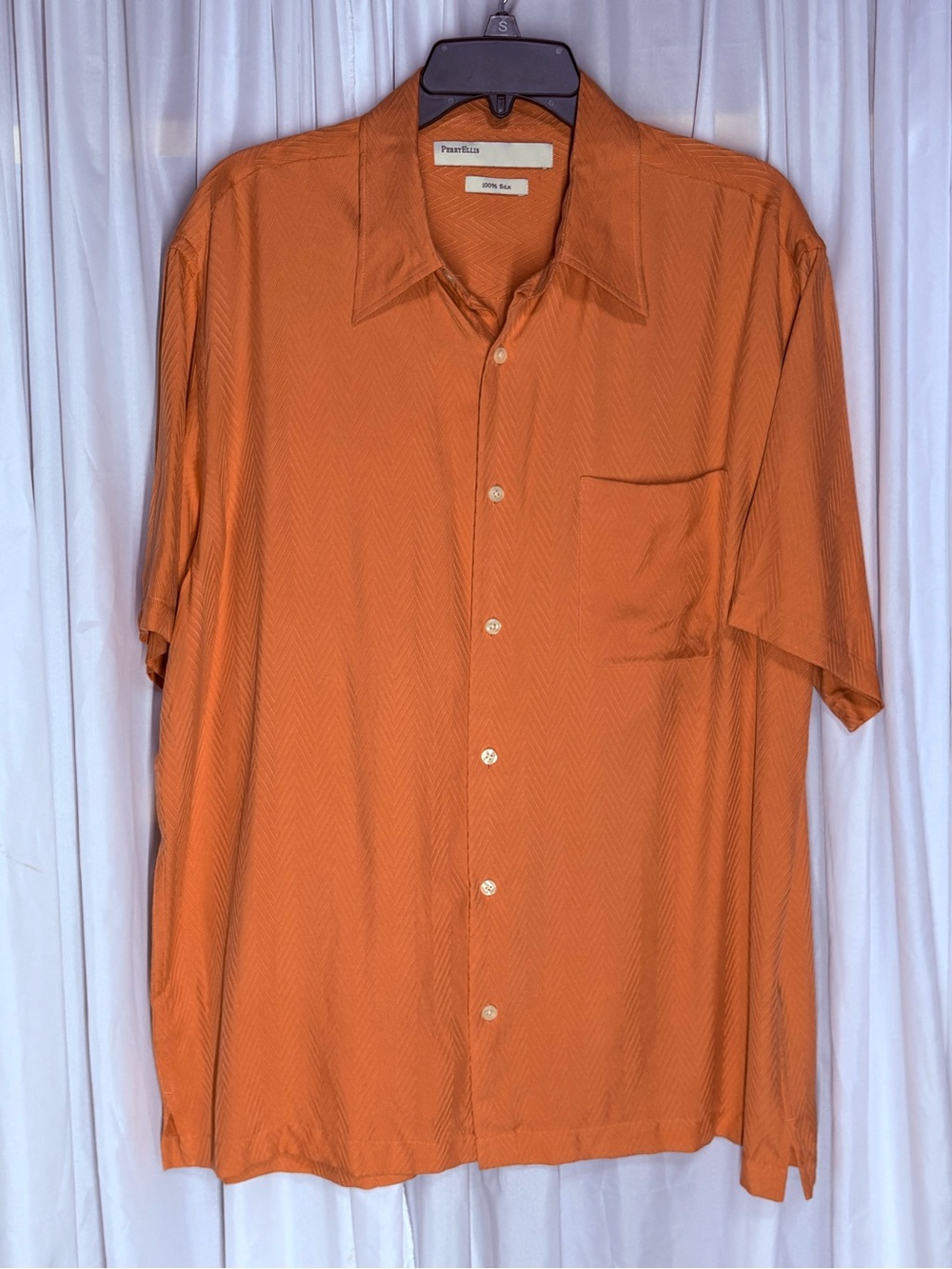 🆕Perry Ellis Short-Sleeve Button-Down Shirt - Orange Size L